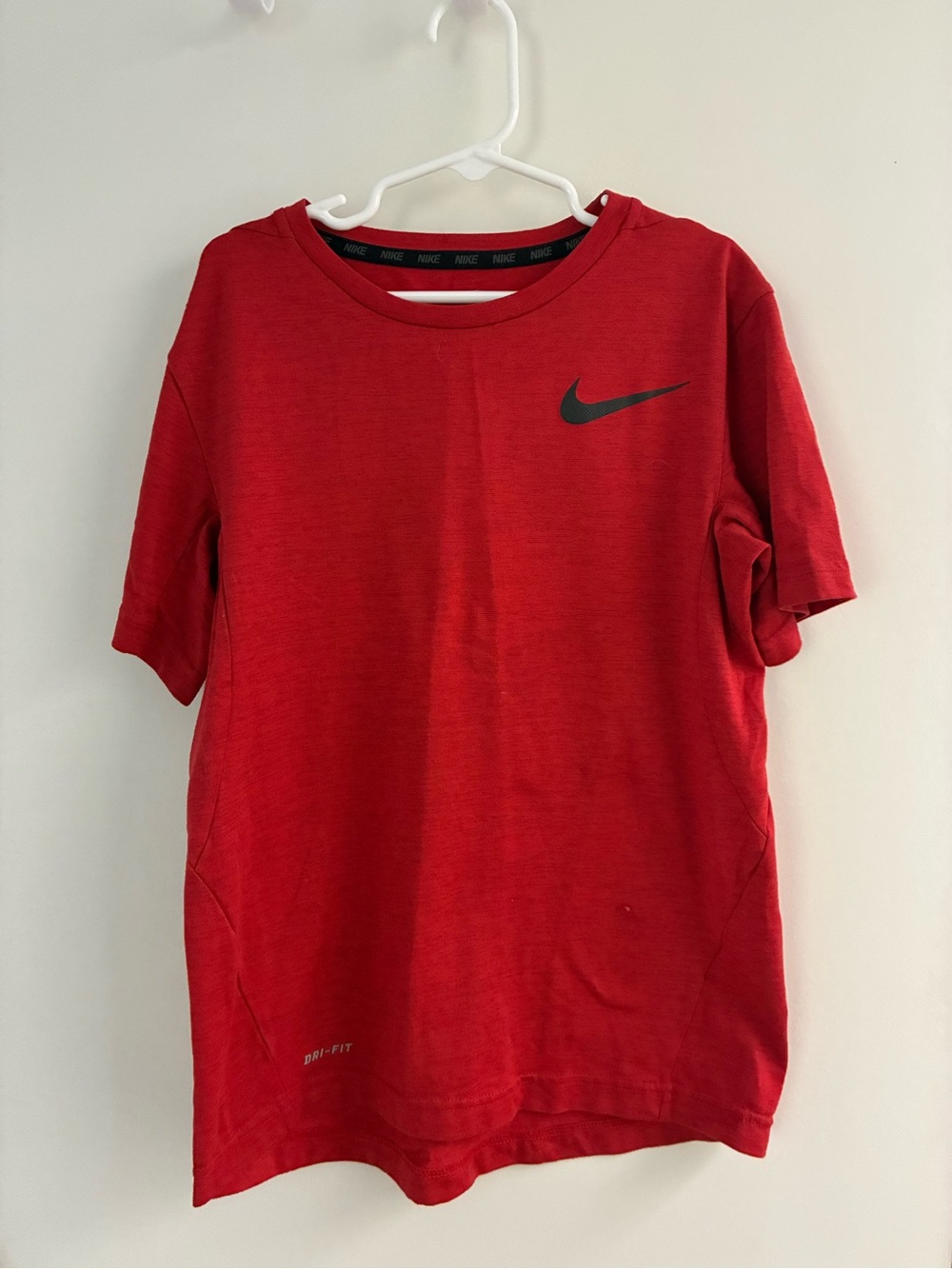 Nike Red Short Sleeve Dri-FIT Tee with Black Swoosh